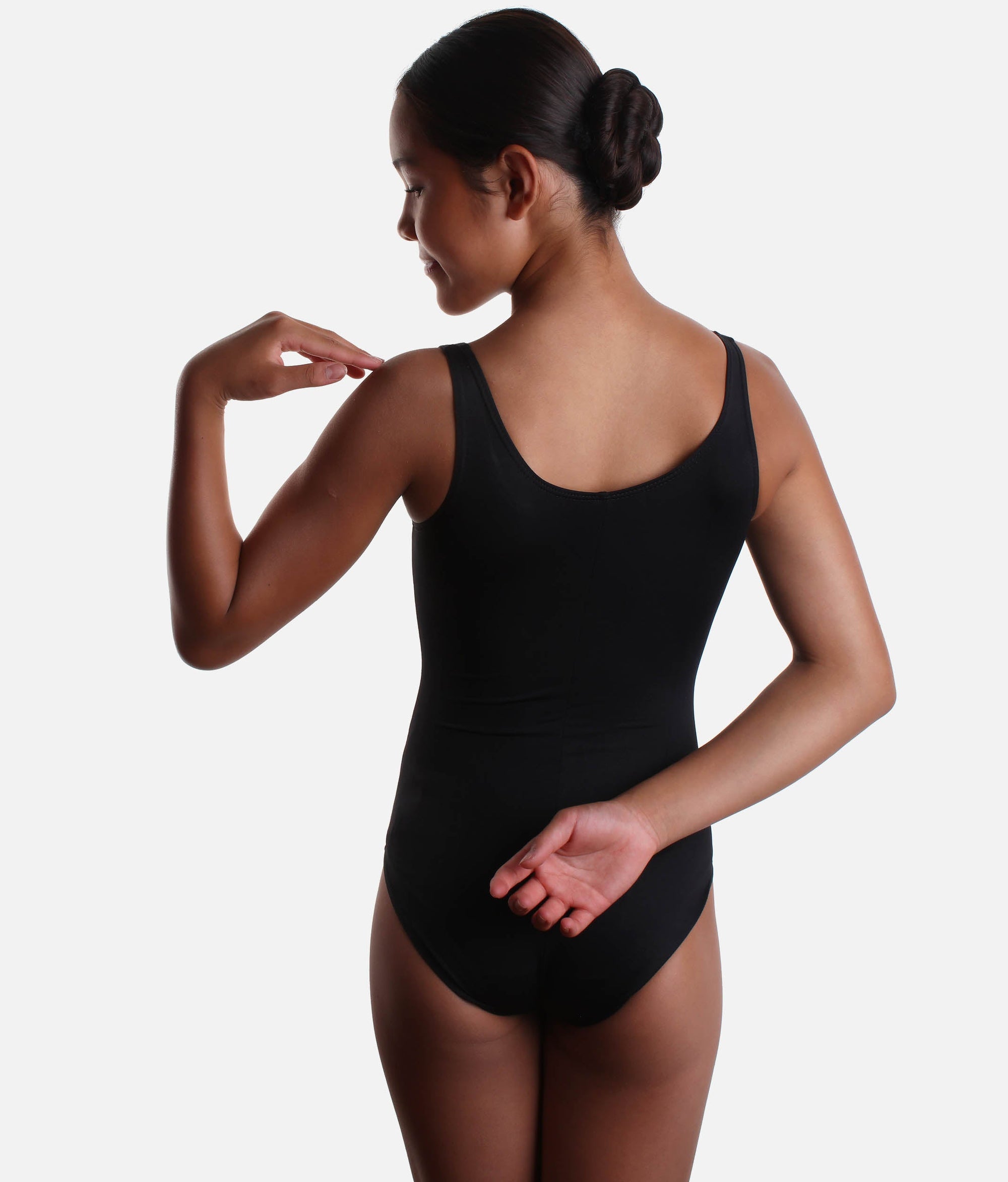 Girls Tank Sleeve Leotard, Elegant Adjustable Pinch Front - SL07 #black_size-1