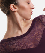 Floral Lace Design Long Sleeve Leotard - SL 109 