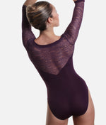 Floral Lace Design Long Sleeve Leotard - SL 109 