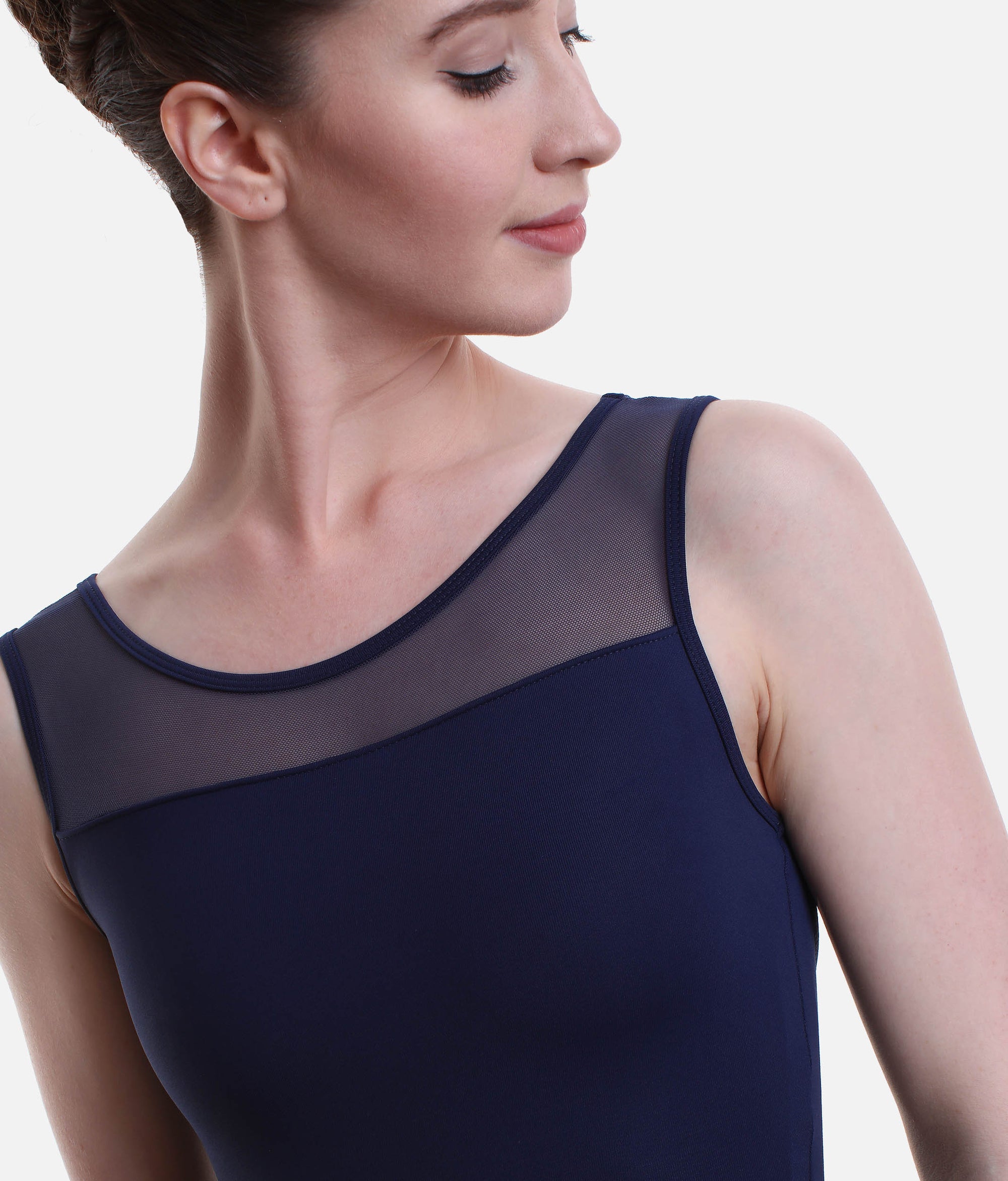 Mesh Back Tank Leotard - SL 127 #navy_P