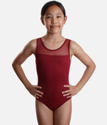 Girls Dance Leotard, Tank Style with Mesh Neckline & Keyhole Back - SL128 