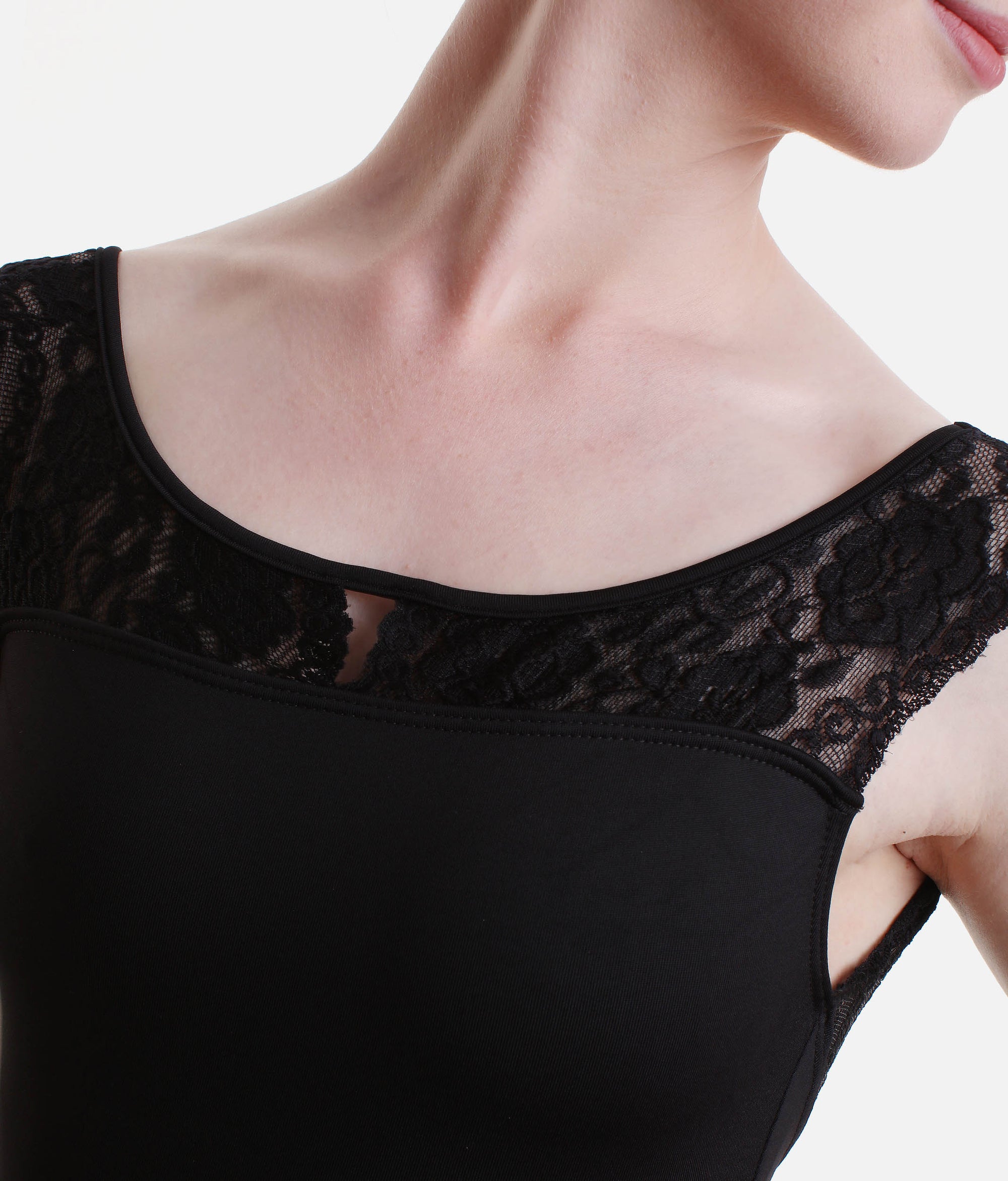 Lace Detailed Dance Leotard, Tank Strap - SL 137 