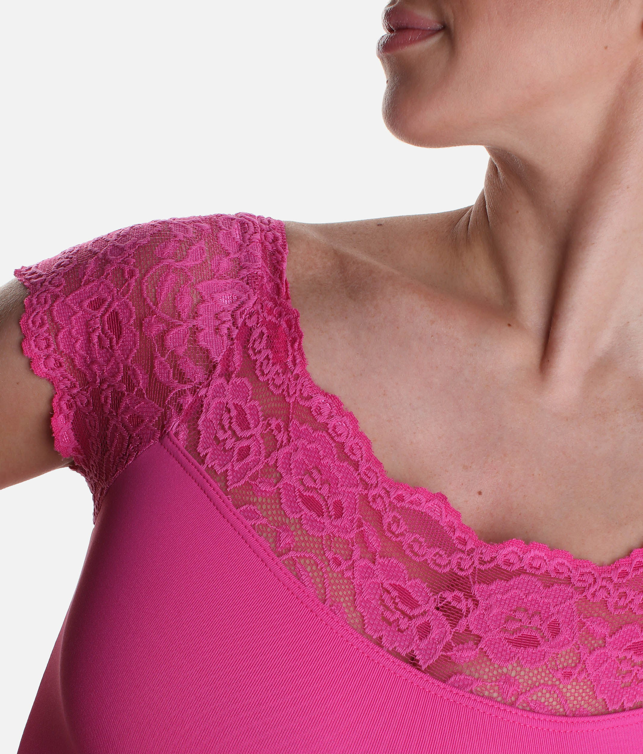 Lace Detail Cap Sleeve Leotard - SL 16