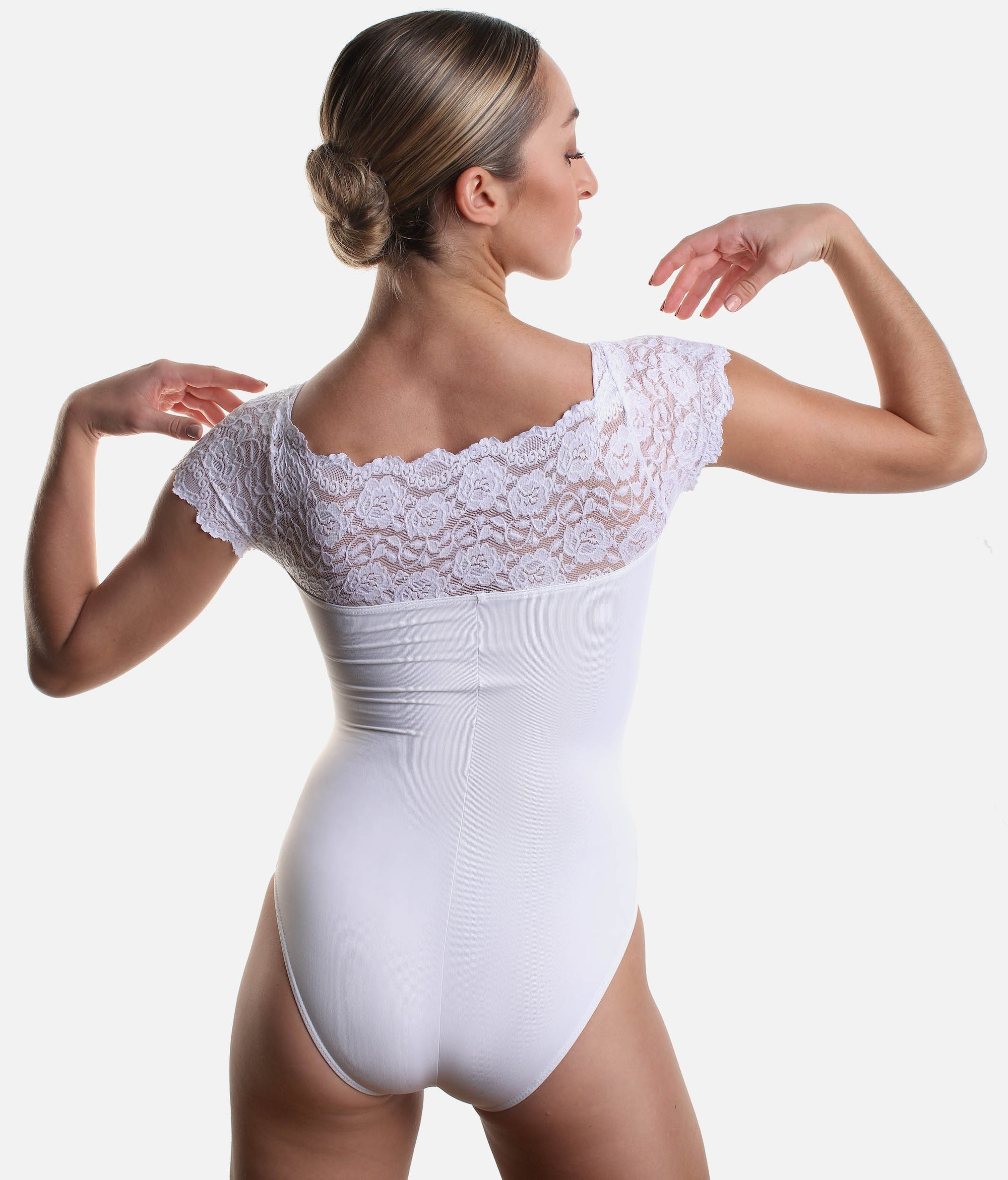 Shoulder Lace Leotard - SL 16 #white_P