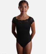 Girls Lace Cap Sleeve Leotard, Favourite for Young Dancers - SL17 