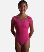 Girls Lace Cap Sleeve Leotard, Favourite for Young Dancers - SL17 