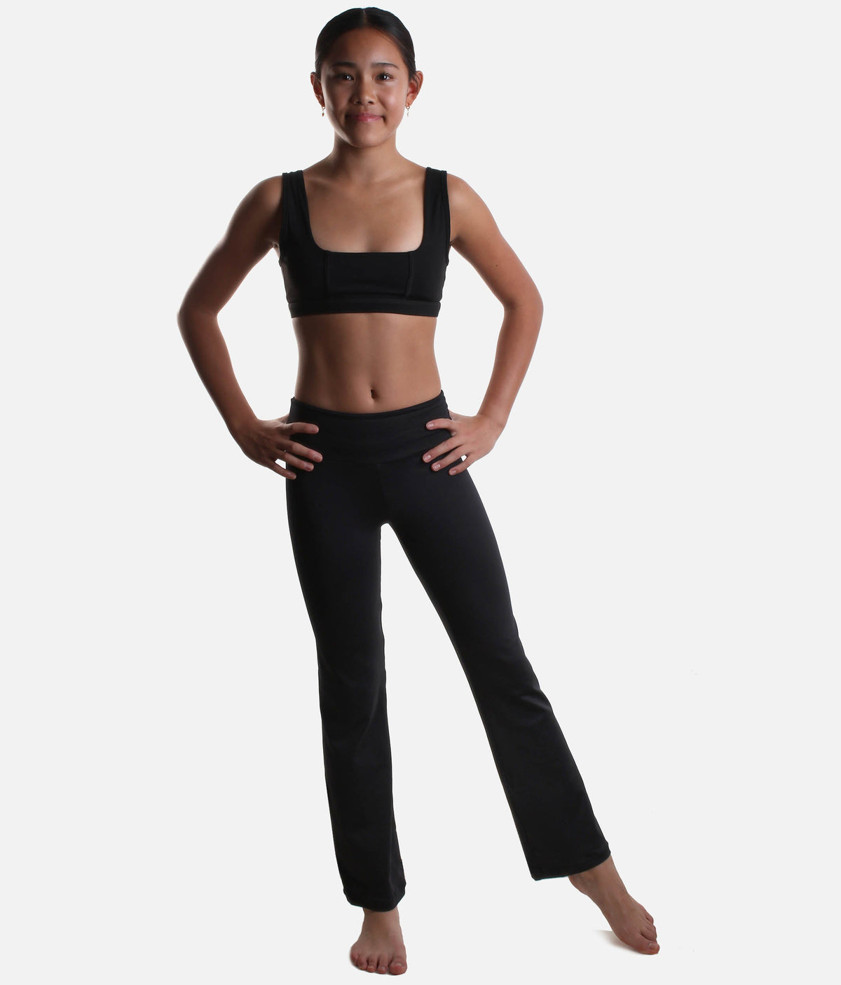 High-Waist Flared Dance Pants for Teen Dancers, Lightweight, Flexible Fit - SL204