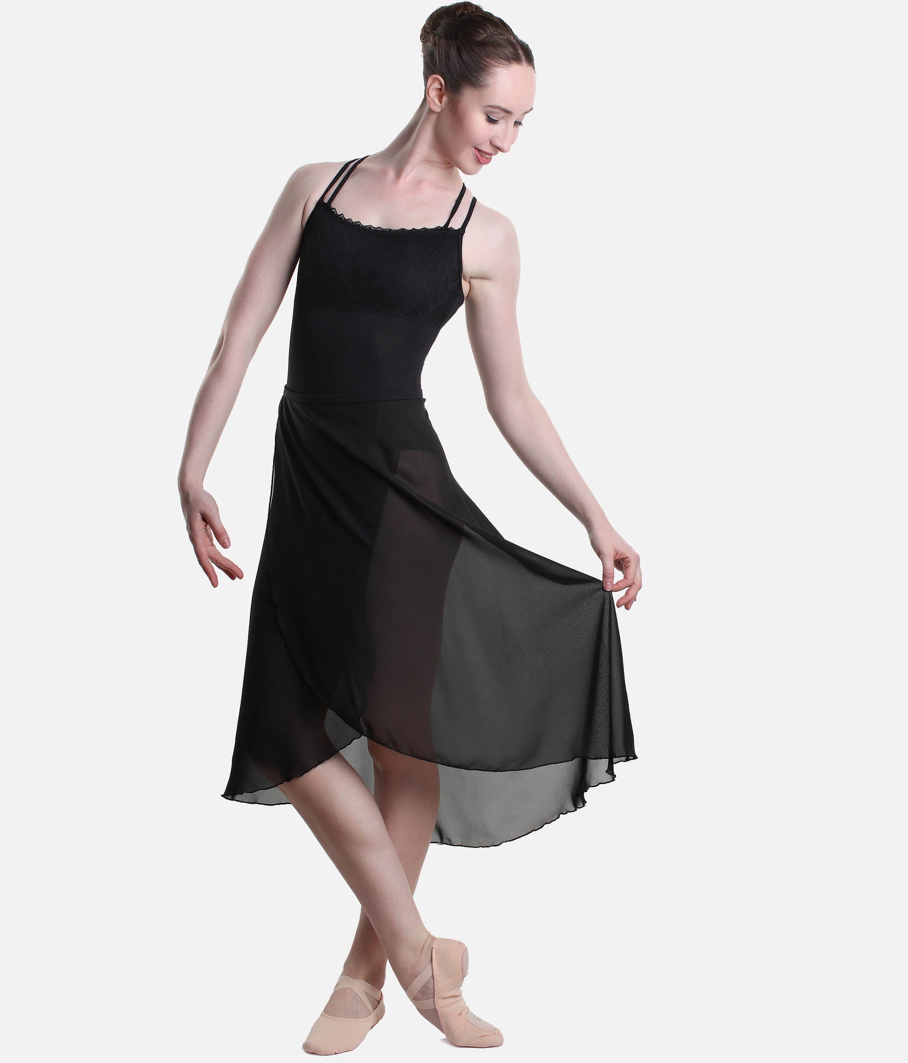 Long Ballet Skirt with Elegant Fit, Pull-On & Mock Wrap - SL227