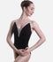 Elegant Deep V Camisole Ballet Leotard, Adjustable Straps & Princess Seams - SL22 #black_P