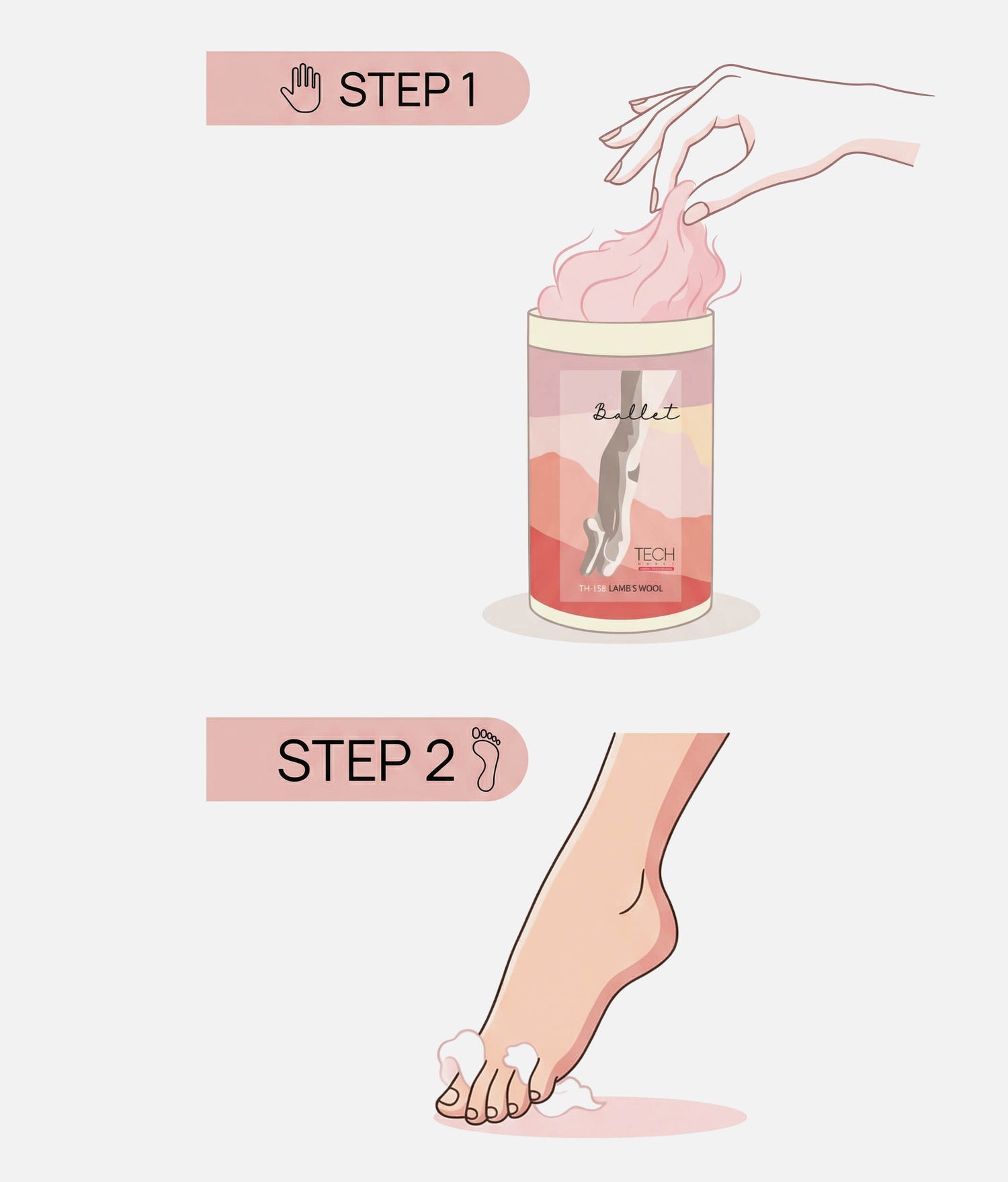 Natural Lambs Wool for Pointe Shoes, Custom Toe Protection | TH159