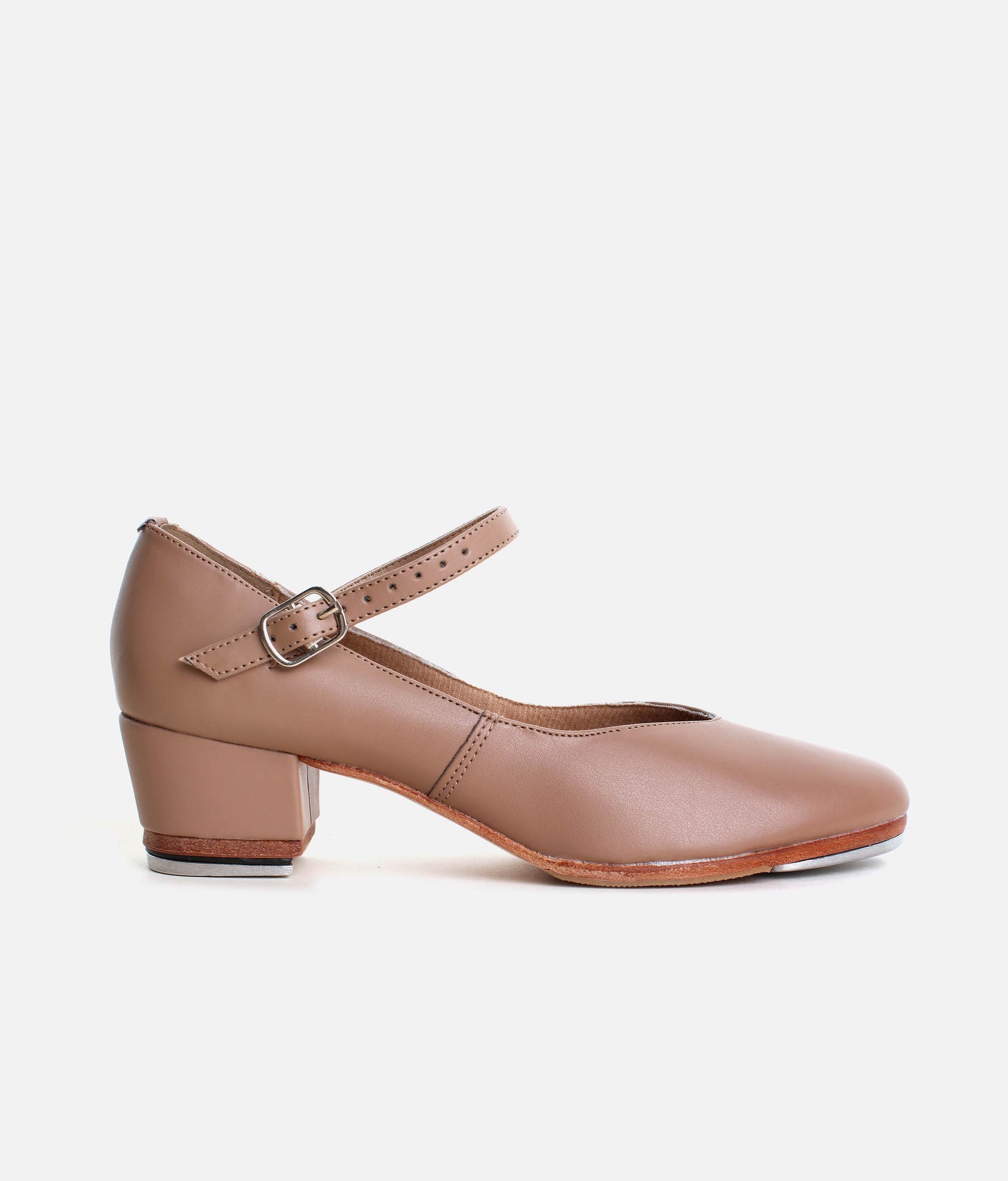 Low Heel Tap Shoes, Classic Style with Buckled Strap, Comfort Lining - TA44 #caramel_2-UK