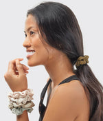 Assorted Textured Scrunchies – 5pc Set in Eucalyptus & Terracotta 