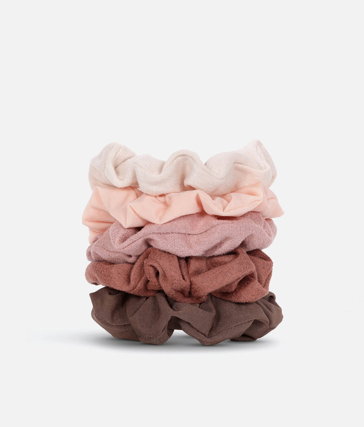 Assorted Textured Scrunchies – 5pc Set in Eucalyptus & Terracotta 