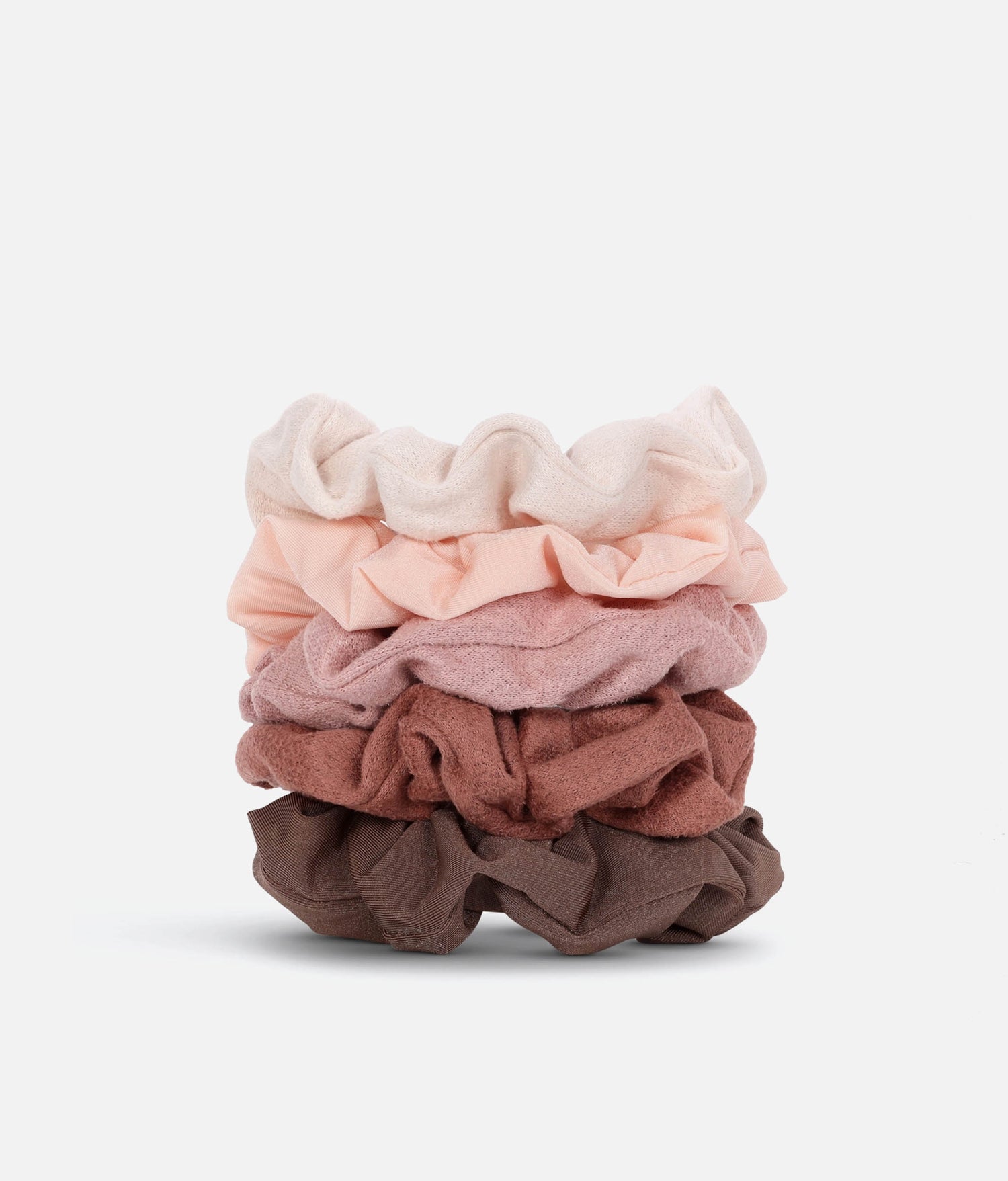Assorted Textured Scrunchies – 5pc Set in Eucalyptus & Terracotta 