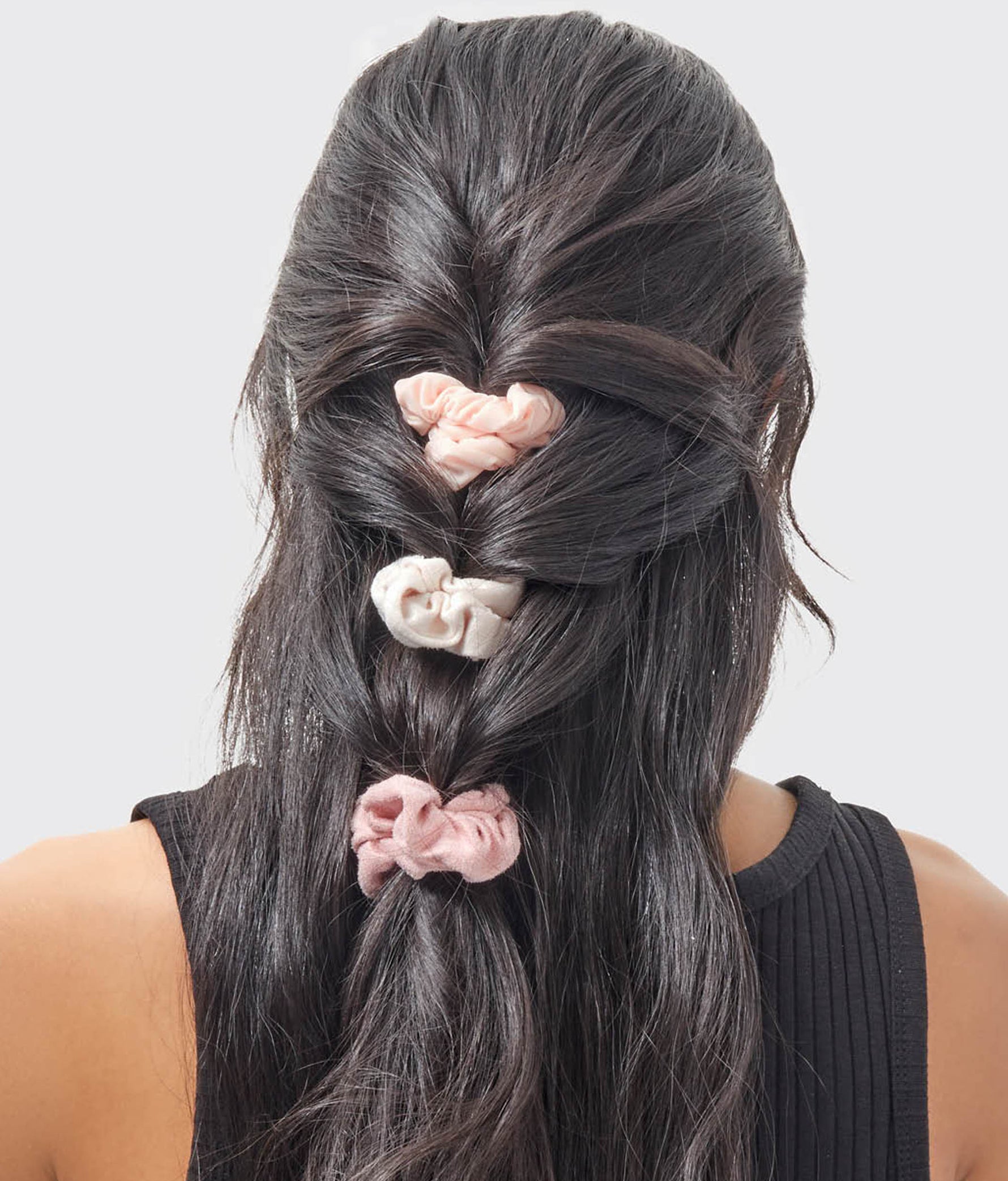 Assorted Textured Scrunchies – 5pc Set in Eucalyptus & Terracotta 