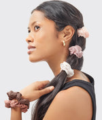 Assorted Textured Scrunchies – 5pc Set in Eucalyptus & Terracotta 