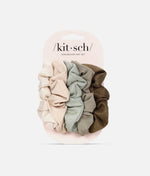 Assorted Textured Scrunchies – 5pc Set in Eucalyptus & Terracotta 