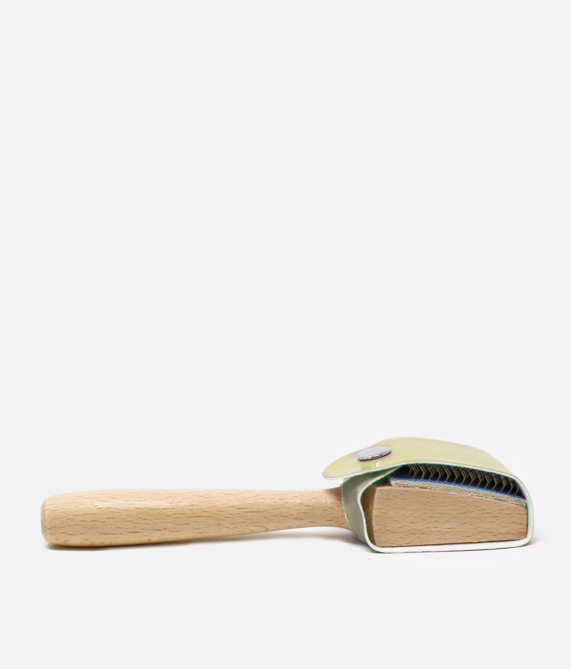 Pet grooming brush with wooden handle on a white background  #beige_one