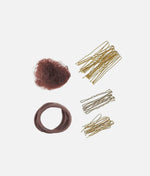 Brown Hair Accessories Set, All-in-One Bun Kit for Performers - TH156
