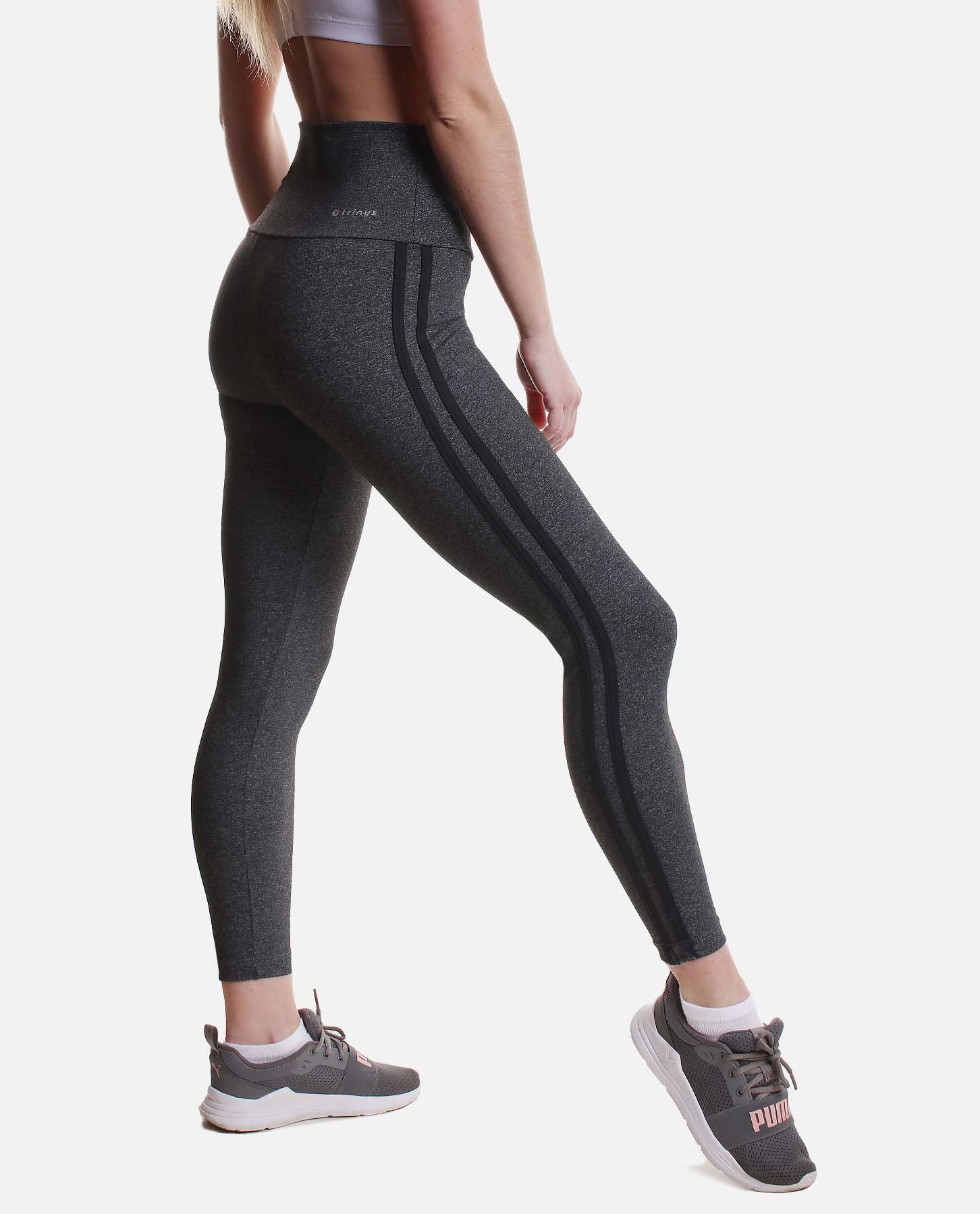 Contrast High Compression Leggings, Grey A854 - Trinys Activewear